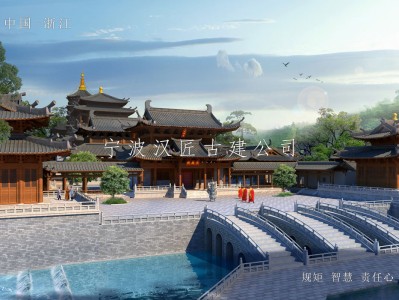 广东寺院重建规划设计方案鸟瞰图—积福禅寺